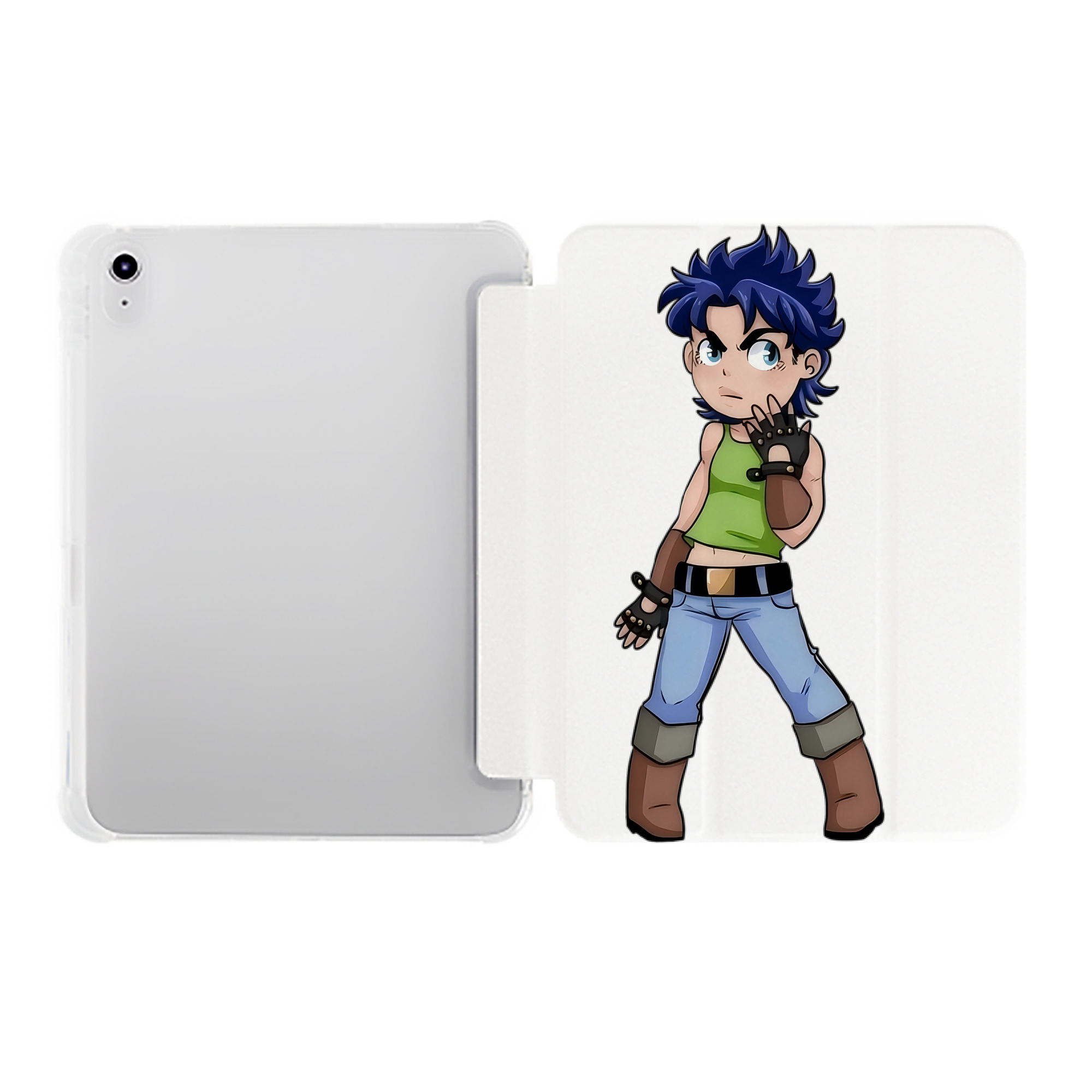 （画像用） ジョジョの奇妙な冒険 広瀨康一 JoJo's Bizarre Adventure Hirose Koichi IPad ケース ペン収納付き 三つ折りスタンド PUレザー×シリコン 対応機種9.5/10.5/10.9インチ